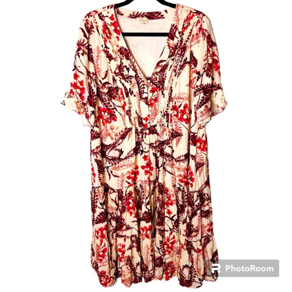 Cremieux Floral Layered Prairie Boho Flowy Slip On Dress Size 14